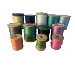 Vintage Sewing thread wood Spools set of 12 #47